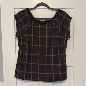 Larke windowpane short sleeve blouse